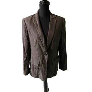Ann Taylor Brown Single-Breasted Wool Blend Front Flap Pockets Blazer, Sz 10